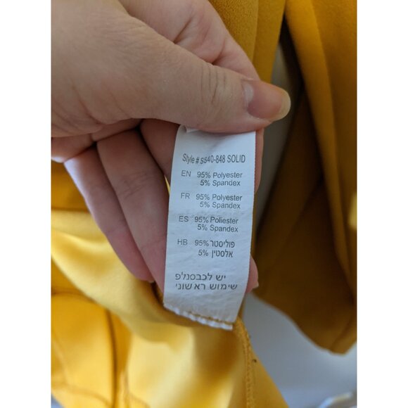 Womens Mustard Yellow Open Front Blazer Jacket Longline Office School Classic L - Picture 10 of 11
